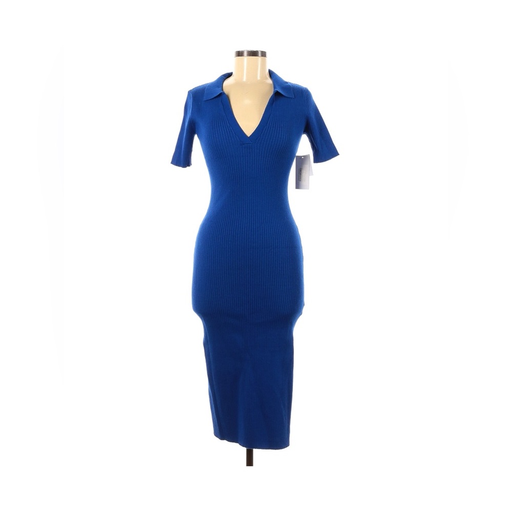JustFab Royal Blue Short Sleeve Midi Dress M